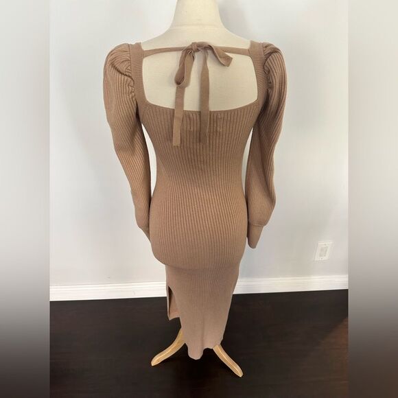 Charles Henry tan knit long sleeve sweater dress size small - Picture 4 of 8